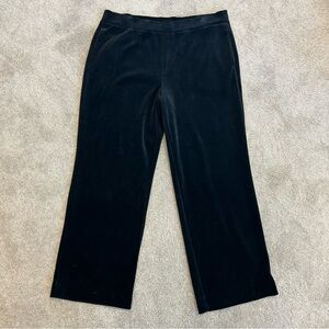 Lauren Ralph Lauren black velour pants wide leg pull on relaxed fit pockets L
